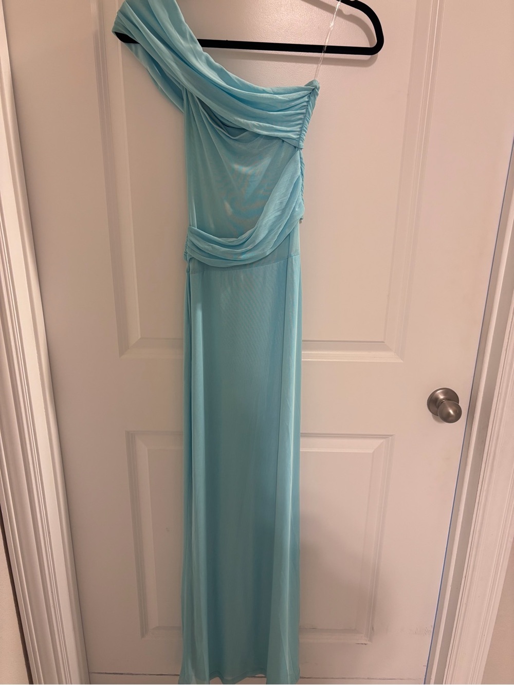 Peppermayo One-Shoulder Aqua Blue Prom Dress